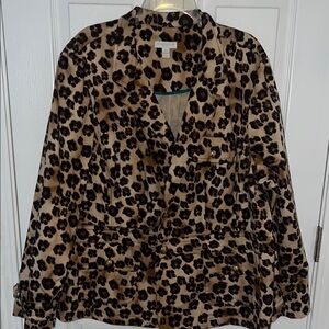 Charter Club Brown and Black Oversized Blouse with Notched Collar